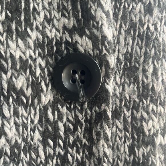 Pendleton Black Gray Marled Sweater Coat 3 Button Med Petite Wool Blend Grandma - Picture 7 of 11
